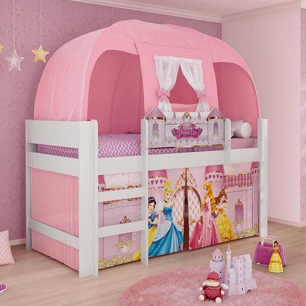 Cama Com Shine E Barraca Provença Branco E Rosa Com Colchão