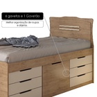 Cama Cômoda Solteiro Florença com 7 Gavetas - Amêndoa/ Off Wh