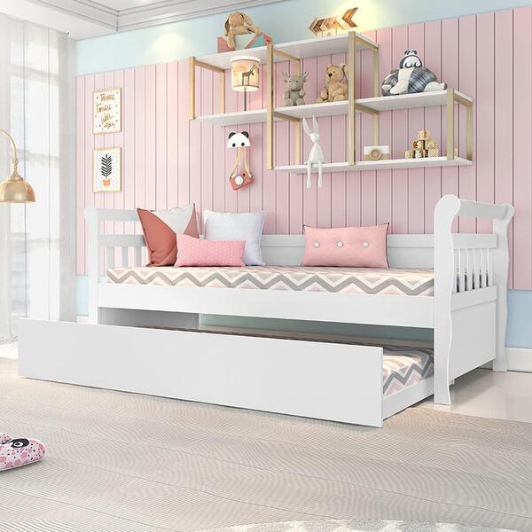 Cama Da Babá Júlia Com Cama Auxiliar Branco Brilho Carolina B