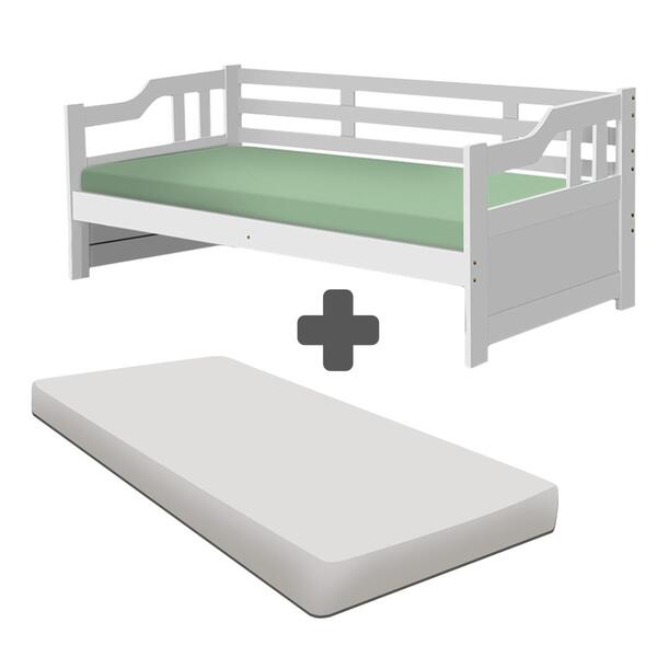 Cama De Babá Madeira Maciça Com Colchão Solteiro Branco Amste