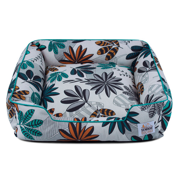 Cama De Cachorro Com Zíper Pandora Com Proteção - M - Folhas