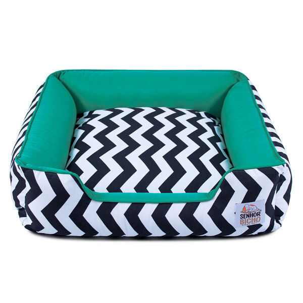 Cama De Cachorro Com Zíper Pandora - M - Chevron Verde