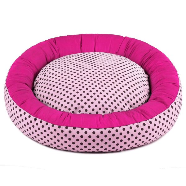 Cama De Cachorro Com Zíper Redonda Nani - G - Azul Poá Marrom