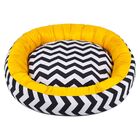 Cama De Cachorro Com Zíper Redonda Nani - G - Chevron Amarelo