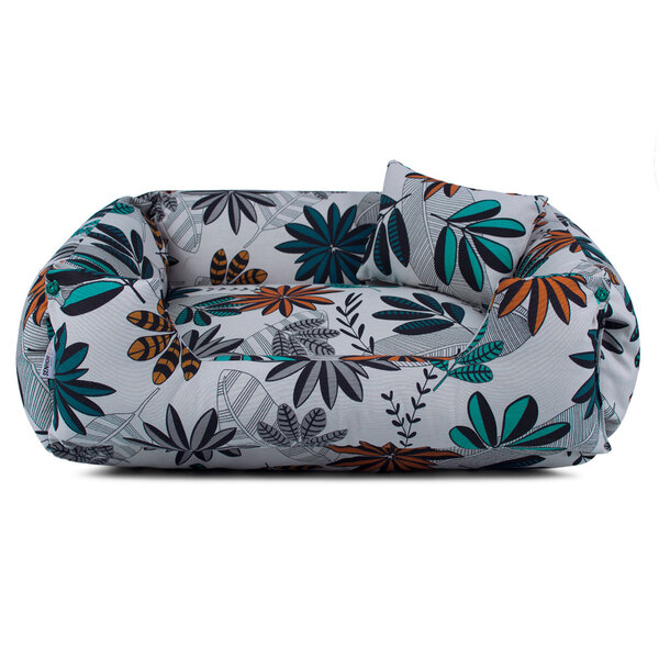 Cama De Cachorro Dupla Face Lola Com Proteção - M - Folhas