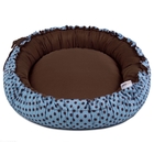 Cama De Cachorro Dupla Face Redonda Poly Azul Poá Marrom