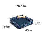 Cama De Cachorro Grande Azul 60cm X 60cm Estampada Com Almofa