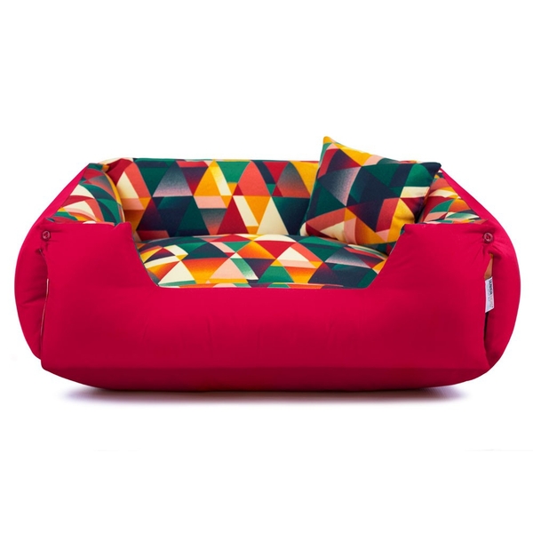 Cama De Cachorro Impermeável Lola - G - Geometric Vermelho