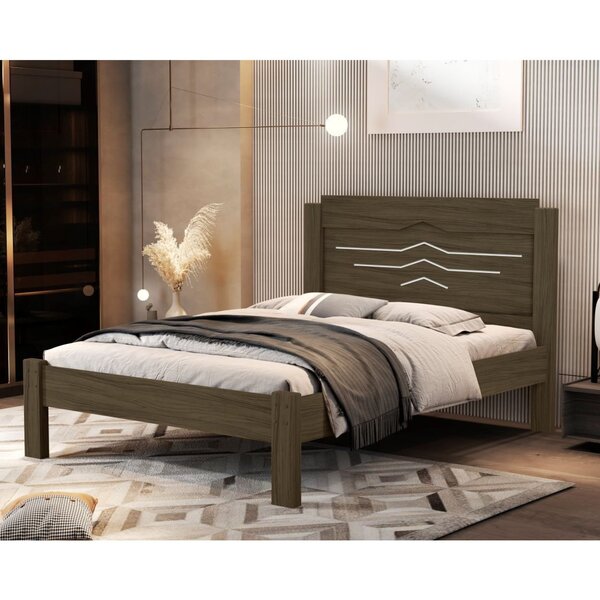 Cama De Casal 100% Mdf 103,5x144x195cm Sofia Castanho/ Off Wh
