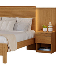 Cama De Casal 100% Mdf 129x260x208cm Com 2 Mesas De Cabeceira
