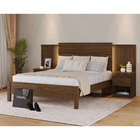 Cama De Casal 100% Mdf 129x260x208cm Com 2 Mesas De Cabeceira