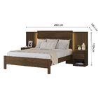 Cama De Casal 100% Mdf 129x260x208cm Com 2 Mesas De Cabeceira