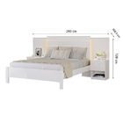 Cama De Casal 100% Mdf 129x260x208cm Com 2 Mesas De Cabeceira