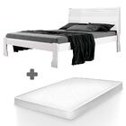 Cama De Casal 100% Mdf Branco Delta Fênix Com Colchão Casal H