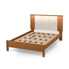 Cama De Casal 100% Mdf Com Led 123cm X 175cm Duo Freijó / Off