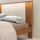 Cama De Casal 100% Mdf Com Led 123cm X 175cm Duo Freijó / Off