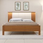Cama De Casal 100% Mdf Com Led 123cm X 175cm Duo Freijó / Off