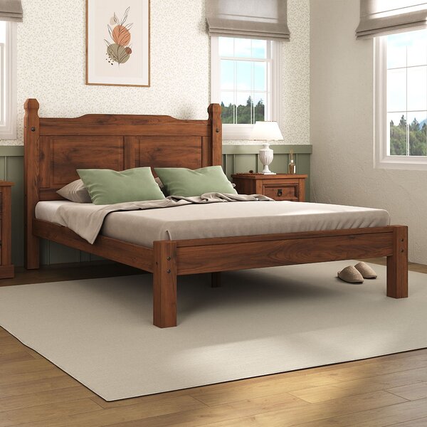 Cama De Casal Acapulco Quarto Rústico 100% Madeira Maçiça  Ce