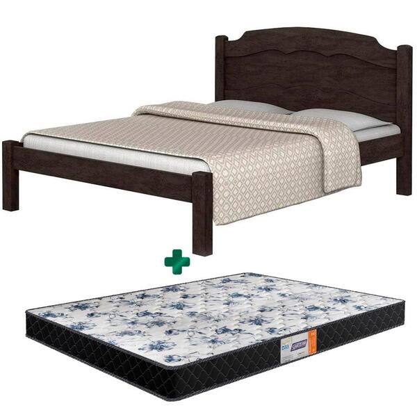 Cama De Casal Anti Ruido Lais Basoto Teka Fosco Com Colchão G