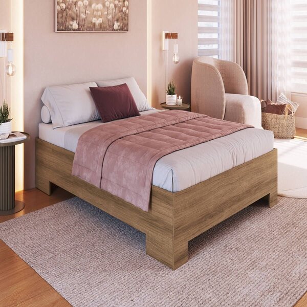 Cama De Casal Box Com Estrado Fixo 140 Xangai Mel