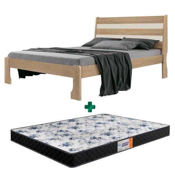 Cama De Casal Com Colchão Gazin D33 Teka Off White Delta Fênix