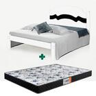 Cama De Casal Com Design Alto Relevo Cambel Iris Branco E Pre