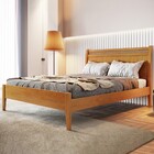 Cama De Casal Esmeralda 140cm Madeira Maciça Amêndoa Mel - Jo