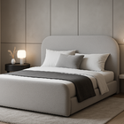 Cama De Casal Estofada Linha Alta Tecido Linho Ou Boucle Bouc