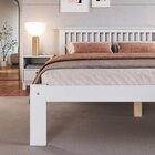 Cama De Casal Júlia De Madeira Maciça Com Lastro Branco