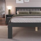 Cama De Casal Júlia De Madeira Maciça Com Lastro Charcoal