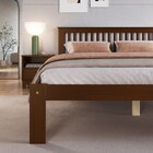Cama De Casal Júlia De Madeira Maciça Com Lastro Walnut