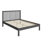 Cama De Casal Lucy De Madeira Maciça Com Lastro Charcoal