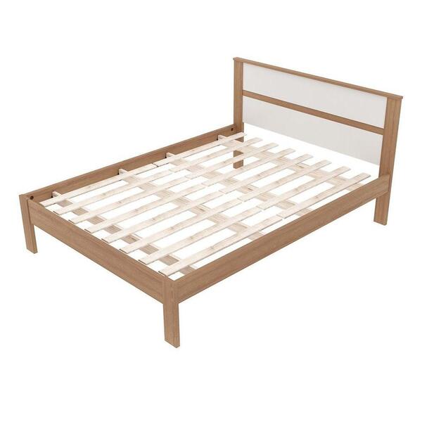 Cama De Casal Madeira Cm8005 Amêndoa/branco