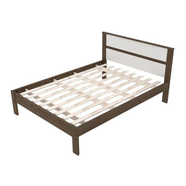 Cama De Casal Madeira Cm8005 Nogal/branco