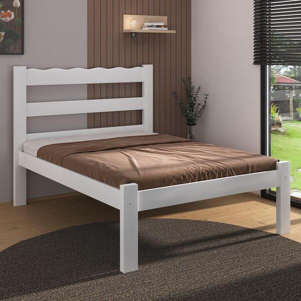 Cama De Casal Madeira Maciça Para Colchão 128/138x188cm Multi