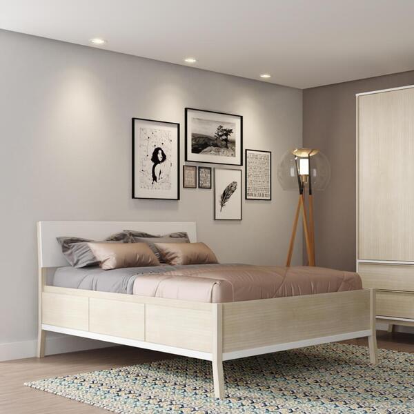 Cama De Casal Multifuncional Square Madeira Maciça/mdf-branco