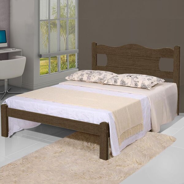 Cama De Casal Munique 100% Mdf 1100a1 Castanho - Gabrielli Mó