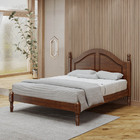 Cama De Casal Queen 214cm X 170cm Com Pés Torneados Ouro Café