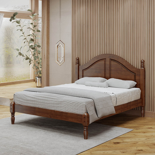 Cama De Casal Queen 214cm X 170cm Com Pés Torneados Ouro Café