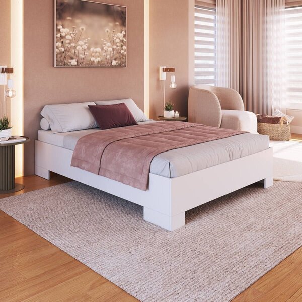 Cama De Casal Queen Box Com Estrado Fixo 160 Xangai Branco