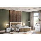 Cama De Casal Queen Em Mdp 198x158cm Revestido Em Suede Branco