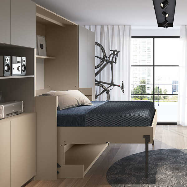 Cama De Casal Retrátil Vertical Com Mesa Escrivaninha Forman