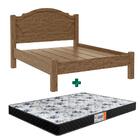 Cama De Casal Rustica Castanho Master Fênix Com Colchão Gazin