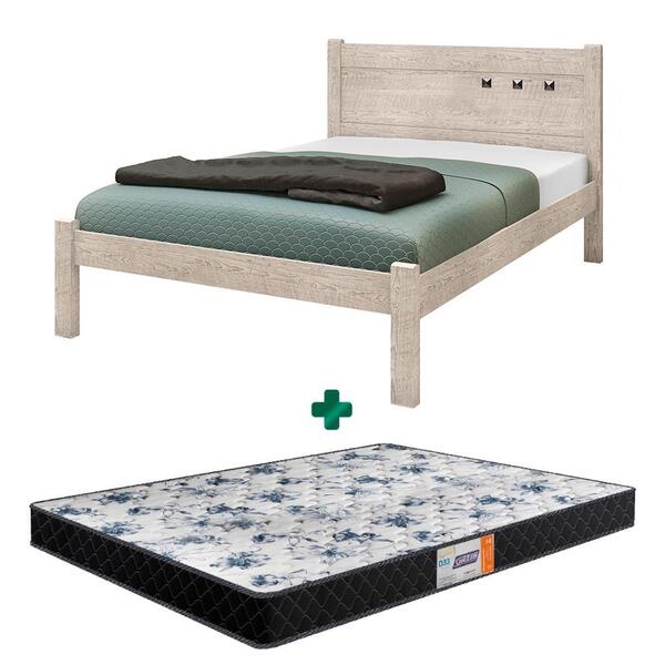 Cama De Casal Simples Paola Ii Avelã Madeira Framar Com Colch