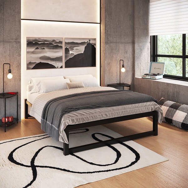 Cama De Casal Turca Em Ferro Para Colchão Box  Preto