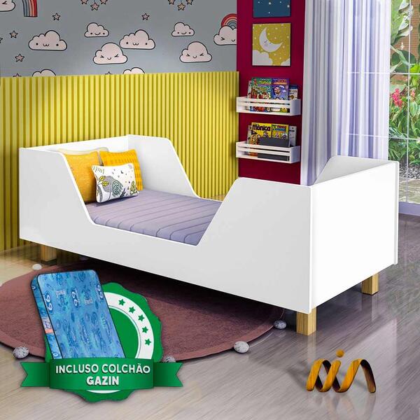 Cama De Criança Com Proteção Lateral Branco Mel Bella Cajuell