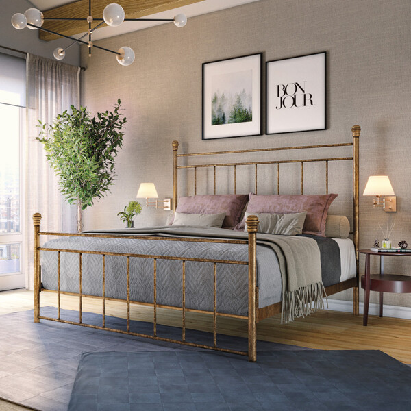 Cama De Ferro Romana  King Size - Ouro Envelhecido