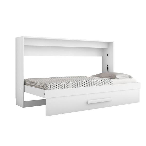 Cama De Parede Solteiro Lucy Branca Com Colchão