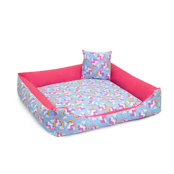 Cama De Pet Impermeável Grande Azul Estampada 75cm X 75cm X 1