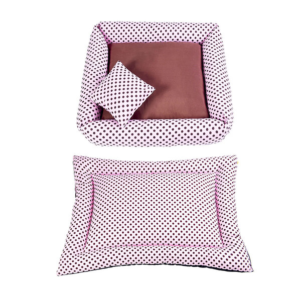Cama De Pet Médio 50cm X 50cm Rosa Com Almofadinha + Colchone